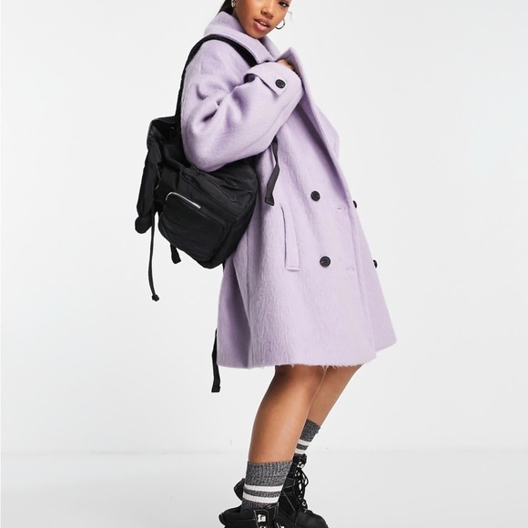 ASOS Design Smart Oversized Lilac Peacoat - Picture 2 of 9
